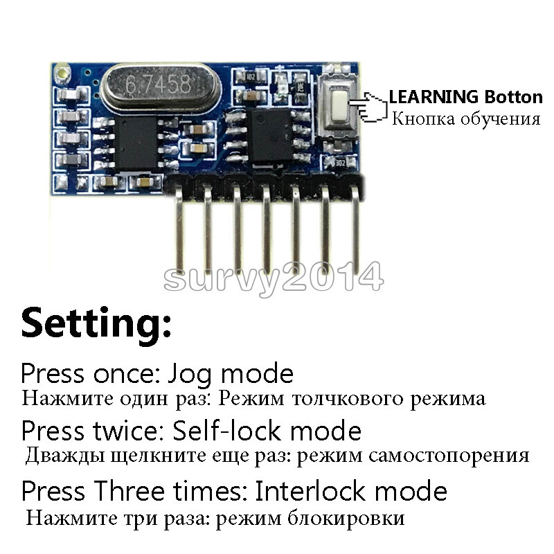 4 CH 433mhz RF Receiver Learning Code Decoder Module 433 mhz Wireless