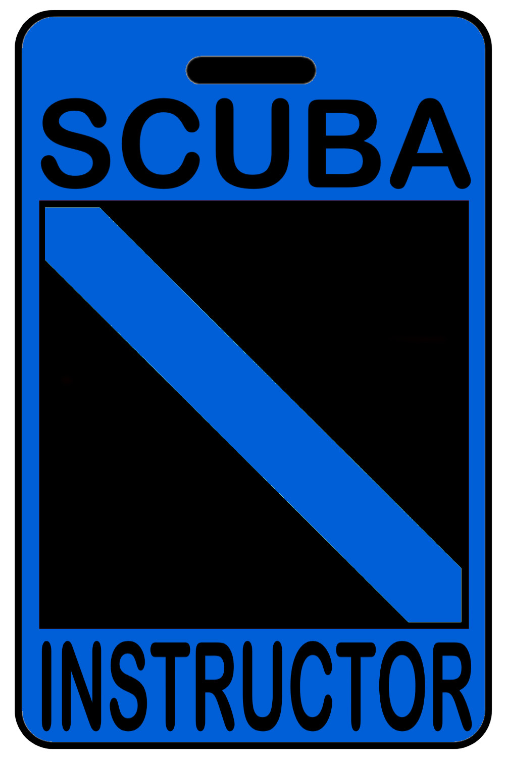 Hi-Viz Blue "SCUBA INSTRUCTOR" SCUBA Diving Luggage/Gear Bag Tag - New