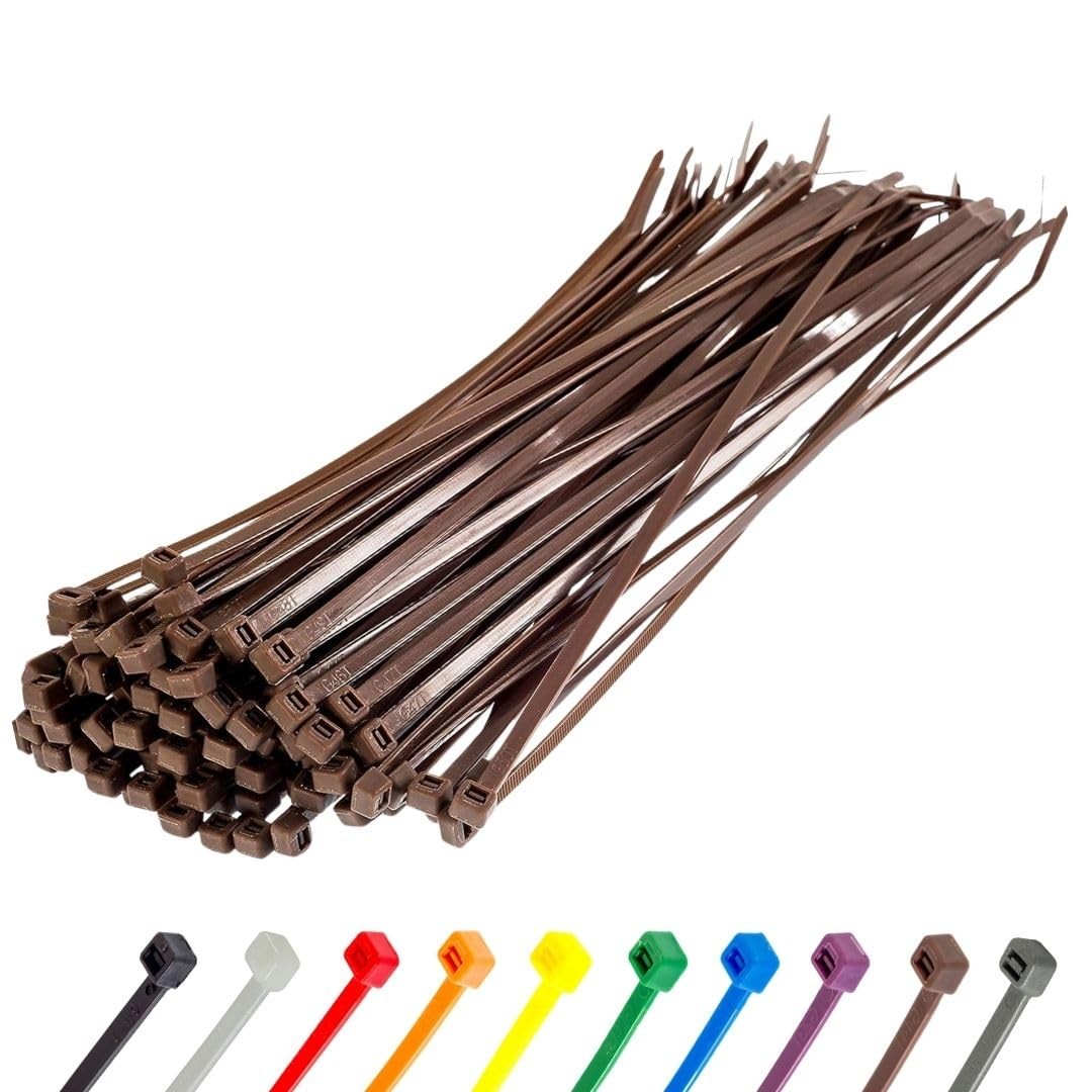 GTSE 12 Inch Brown Zip Ties, 100 Pack, 50lb Strength, UV Resistant Long Nylon...