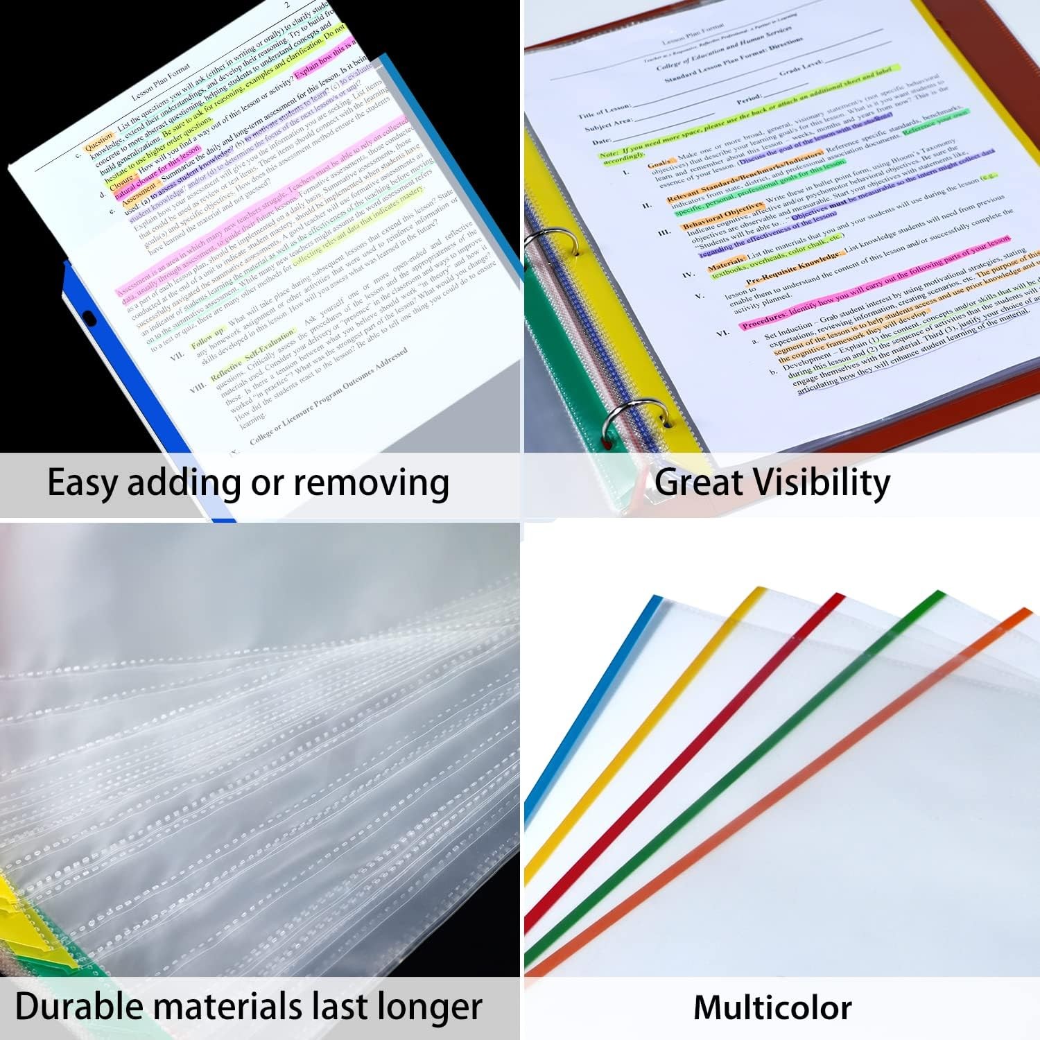 Sheet Protectors, Aipker Plastic Page Protectors for 3 Ring Binder, Multiple