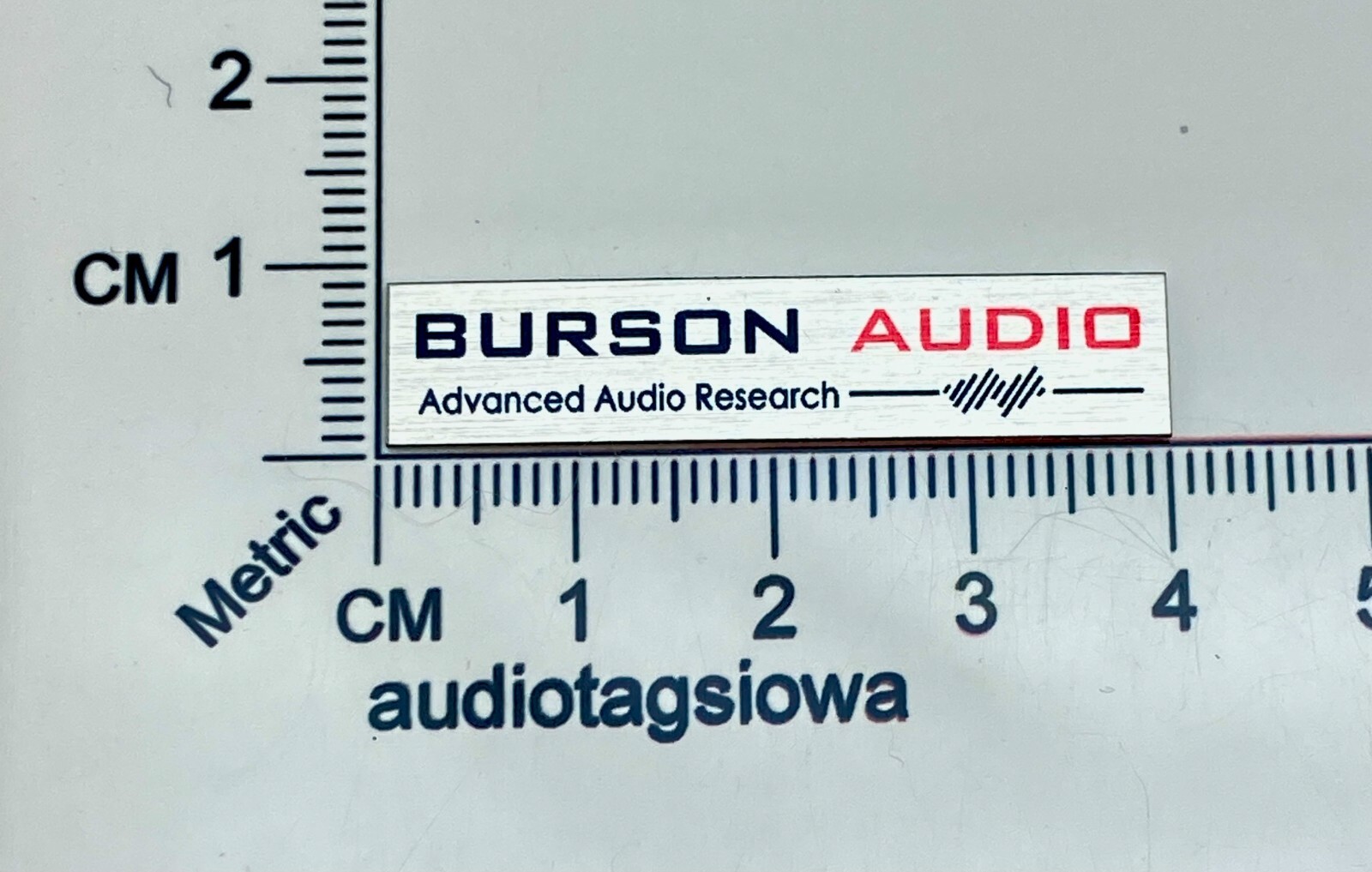 Burson Audio Badge Logo Custom Made Aluminum Silver or Black Self Stick