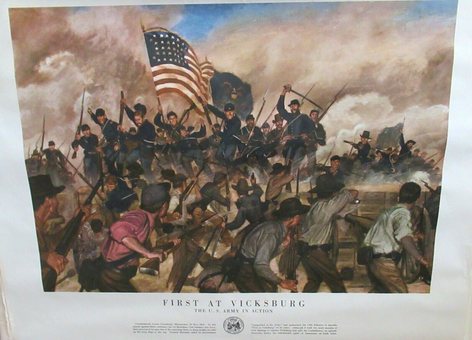 H CHARLES MCBARRON "FIRST AT VICKSBURG" U.S. ARMY IN ACTION CIVIL WAR POSTER