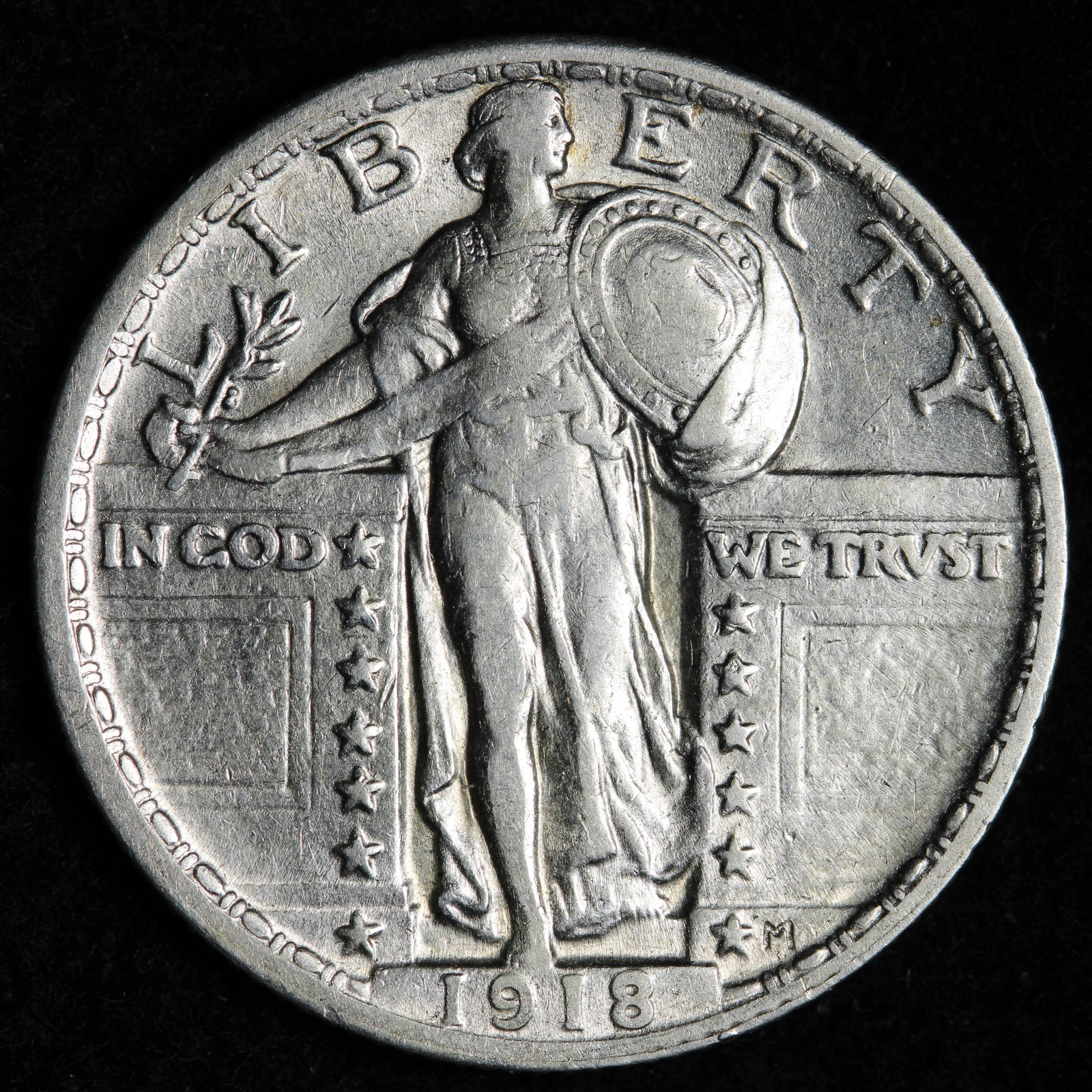 1918 Standing Liberty Silver Quarter AU E310 KQLK