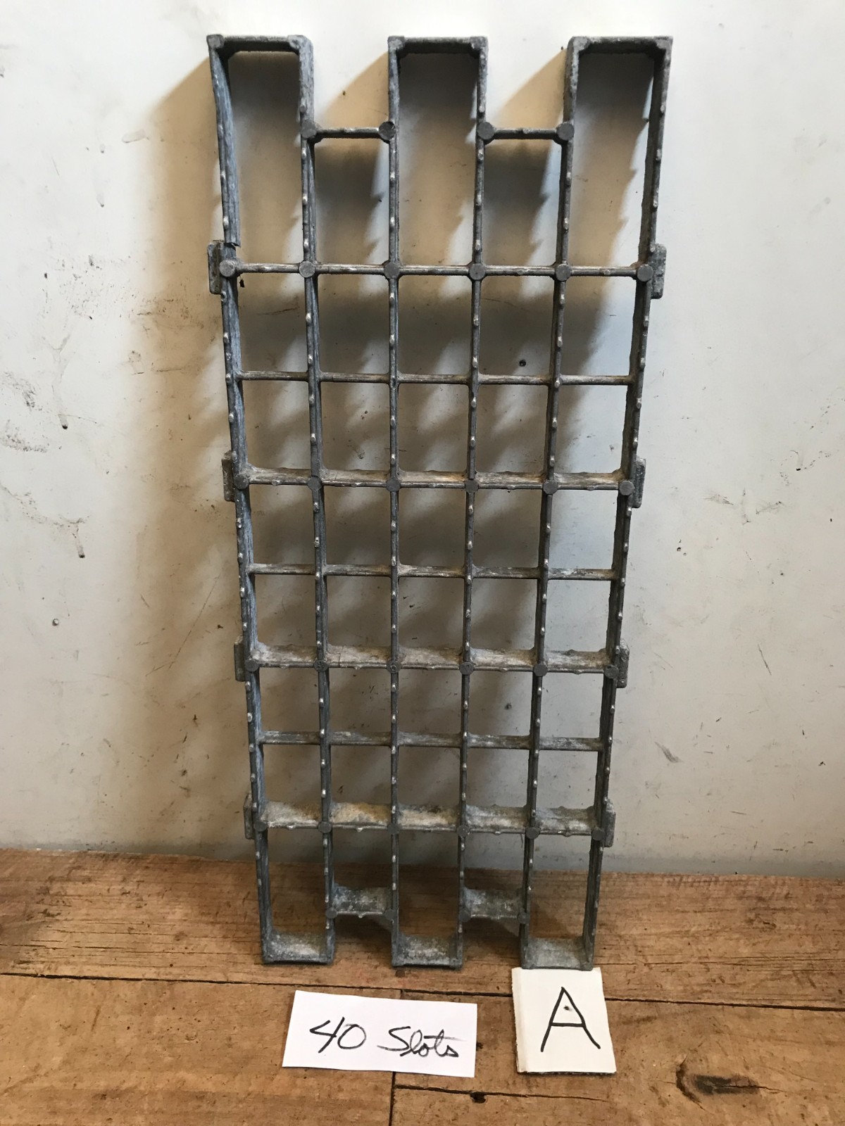 Large cast aluminum metal display shelf miniatures industrial salvage unique (A)