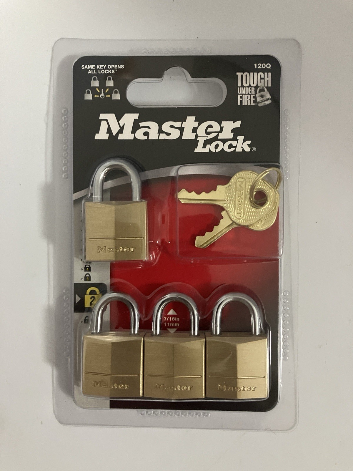4 pack KA Padlocks Master Lock Body width 3/4" Cabinet Solid Brass 2 keys 120Q
