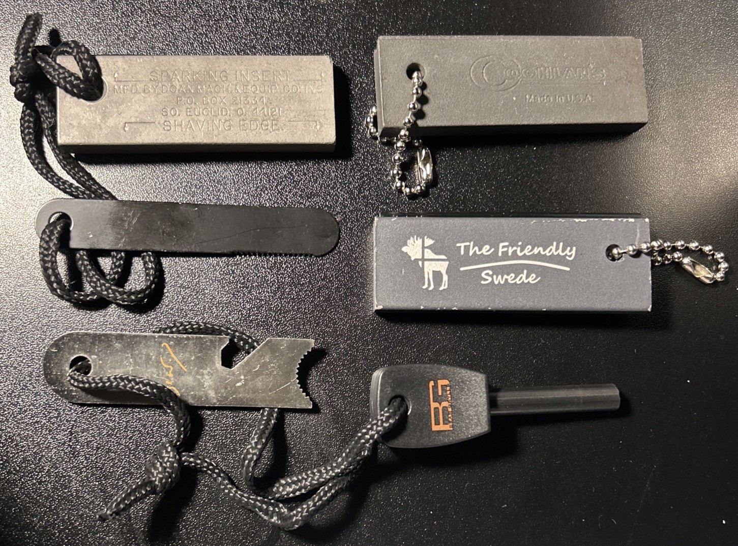 Coghlan's/Gerber Bear/Friendly Swede/Doan Mach & Equip. Fire Starter Tool Lot