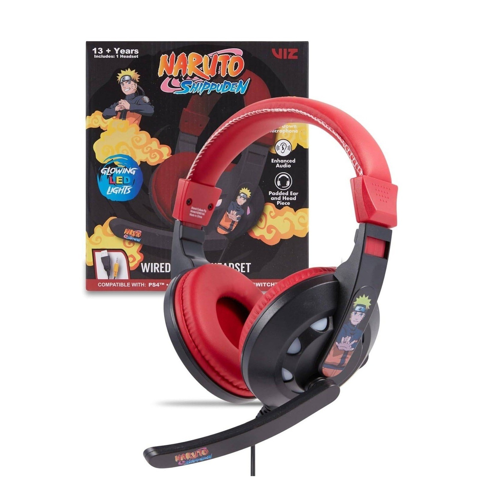 Naruto Shippuden Wired Gaming Headset CultureFly LED Lights PS5 Xbox Switch PC