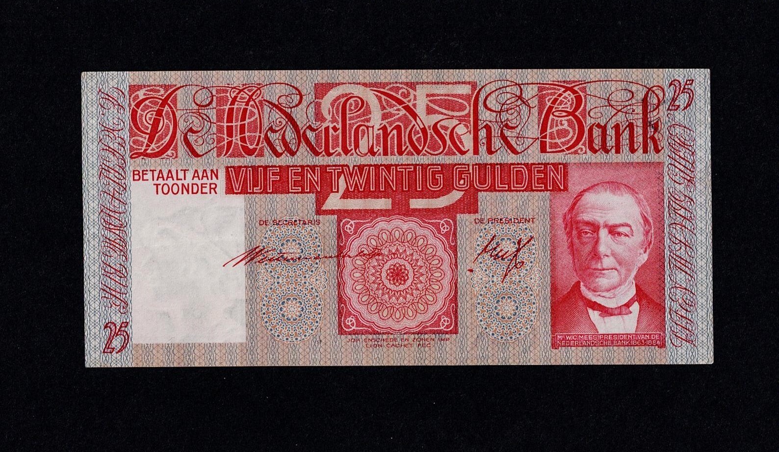 NETHERLANDS 25 GULDEN 1941 P-50 NICE PRESERVATION CONDITION