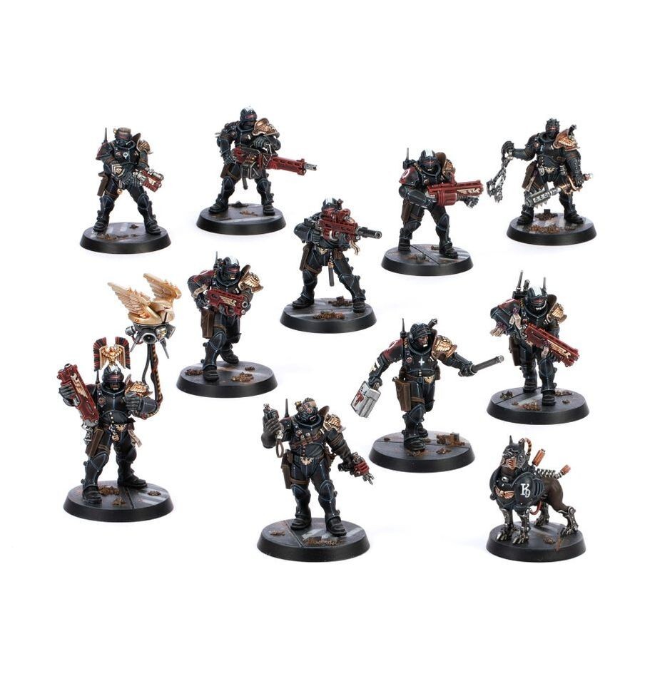 Arbites Exaction Vigilant Squad x10 With Cyber Mastiff New On Sprues With Base