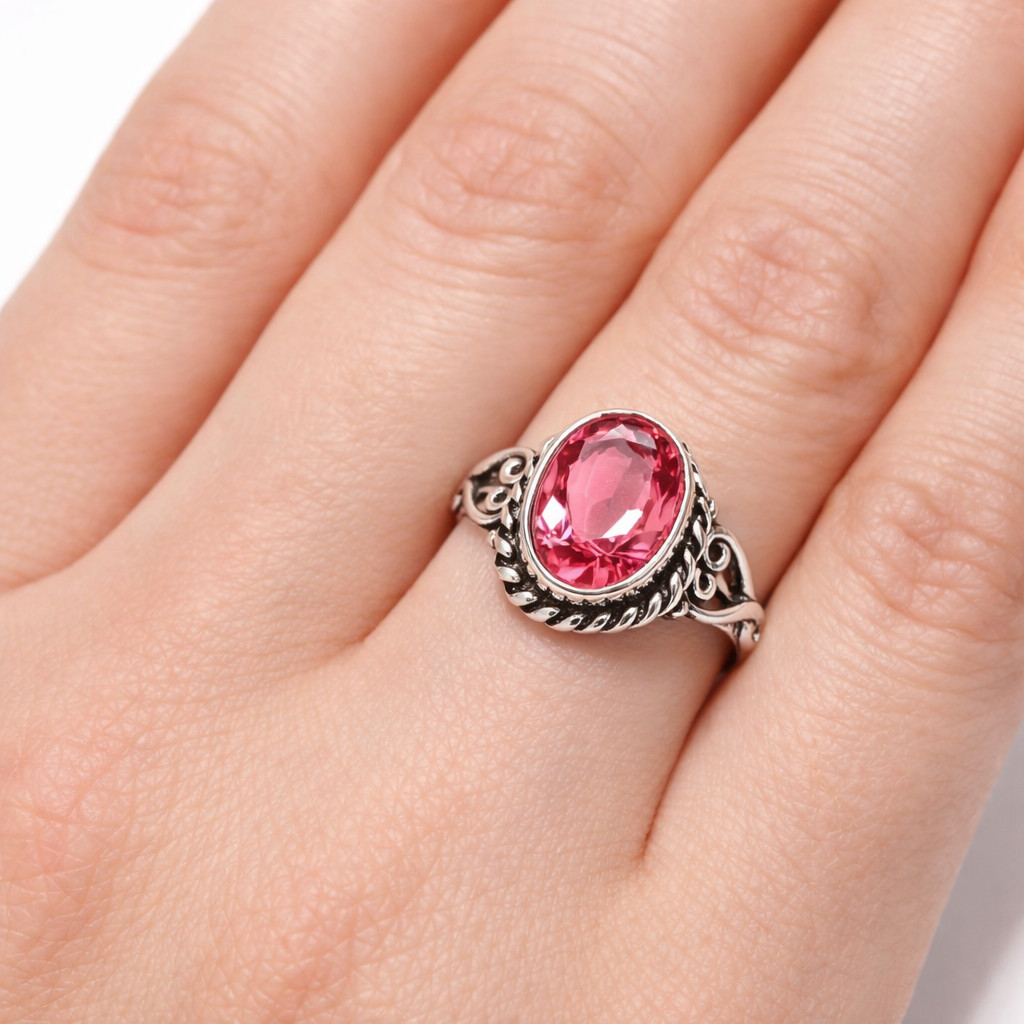 Pink Tourmaline Gemstone Ring Sterling Silver Handmade Jewelry All Size For Gift
