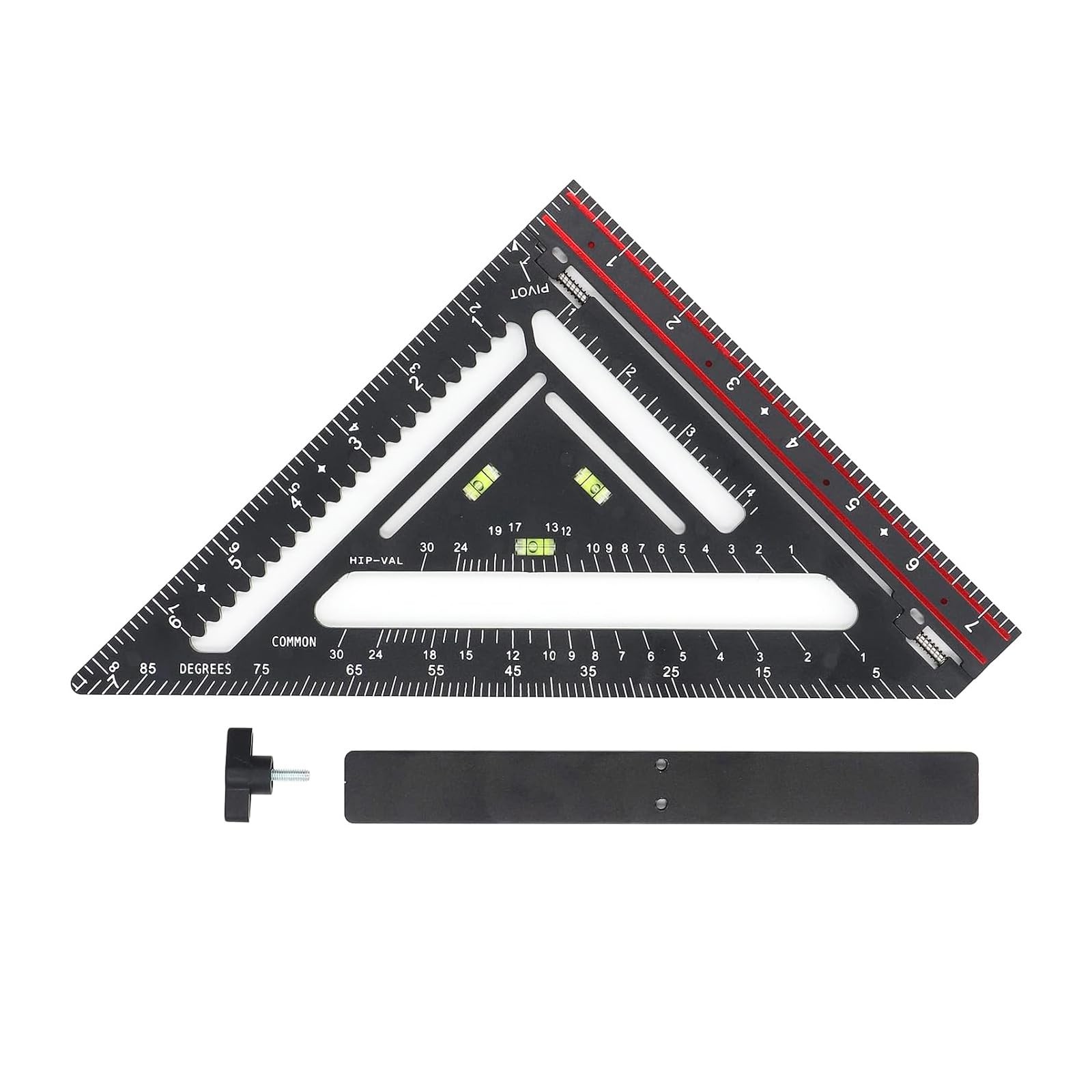 Folding Carpenter Square - 7-inch Square with Level, Combination Triangle Rul...