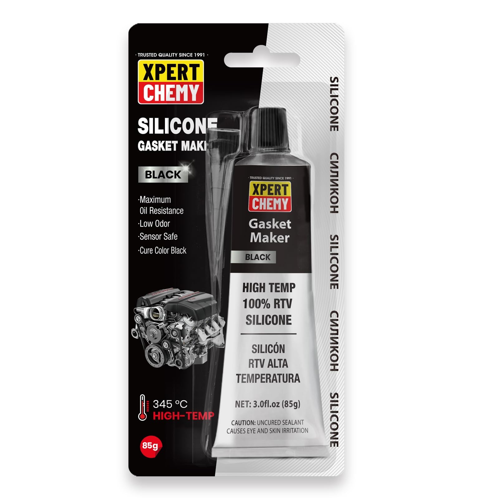 RTV Silicone Gasket Maker, High Temp Sealant for Automotive, Black