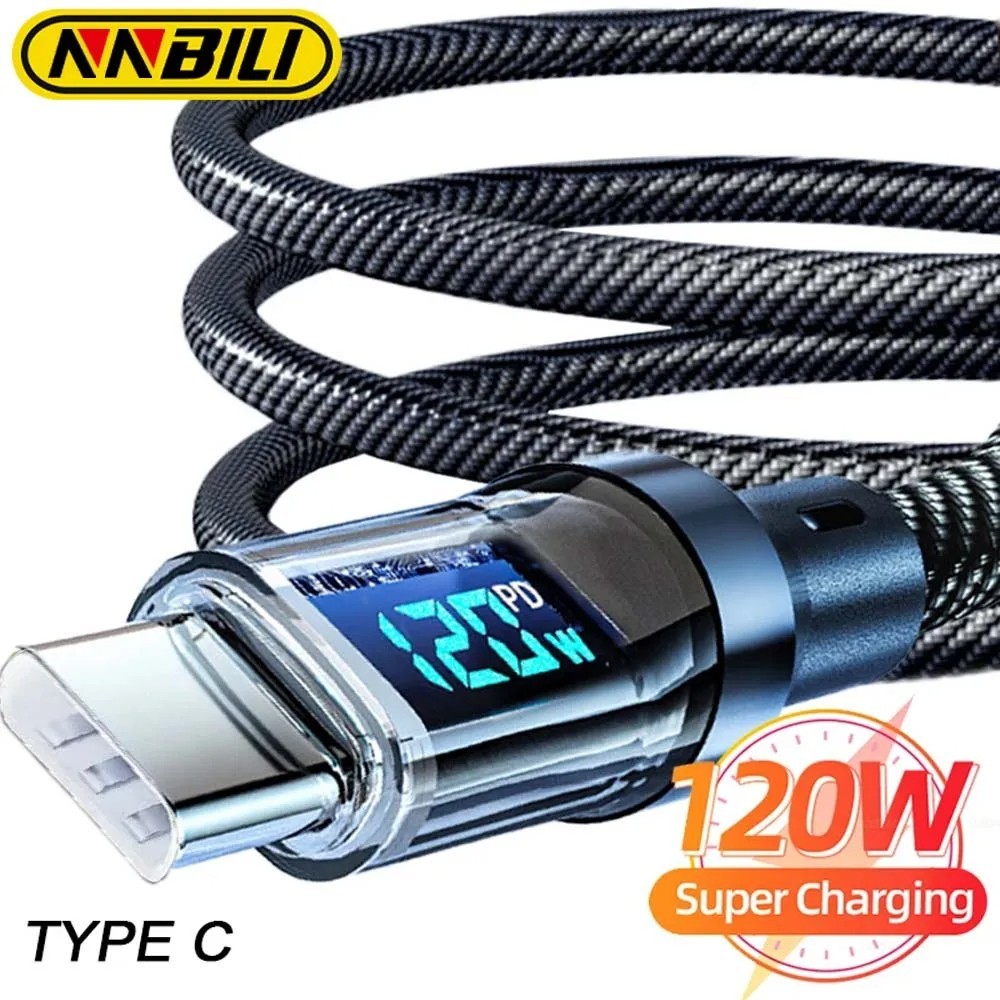 Super Fast Charging Cables with LED Display Screen 100W USB C 120W USB A