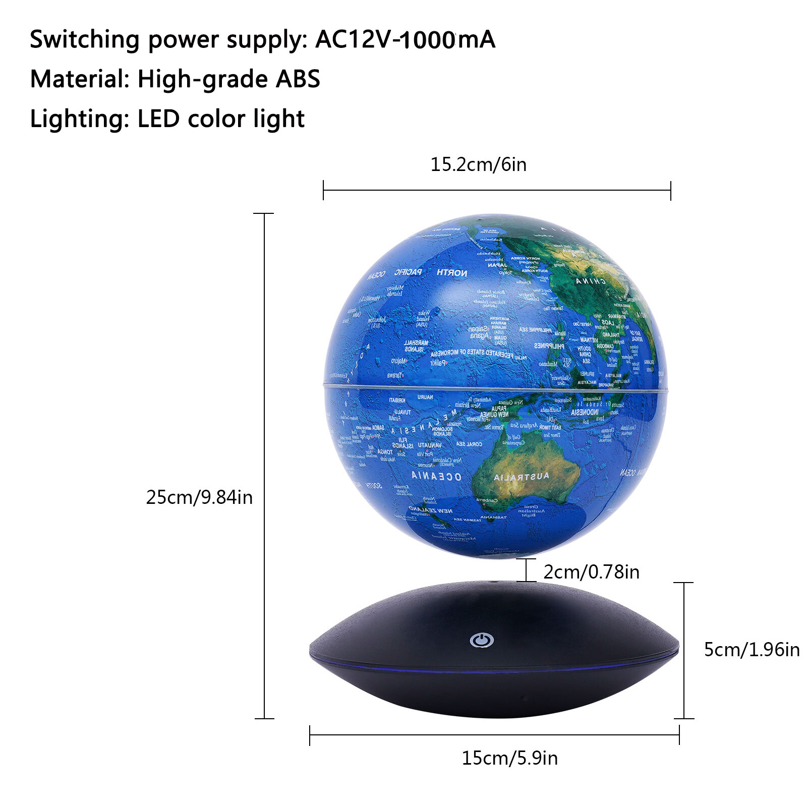 LED Globe Magnetic Levitation Floating Globe Light World Map Rotating Night Lamp