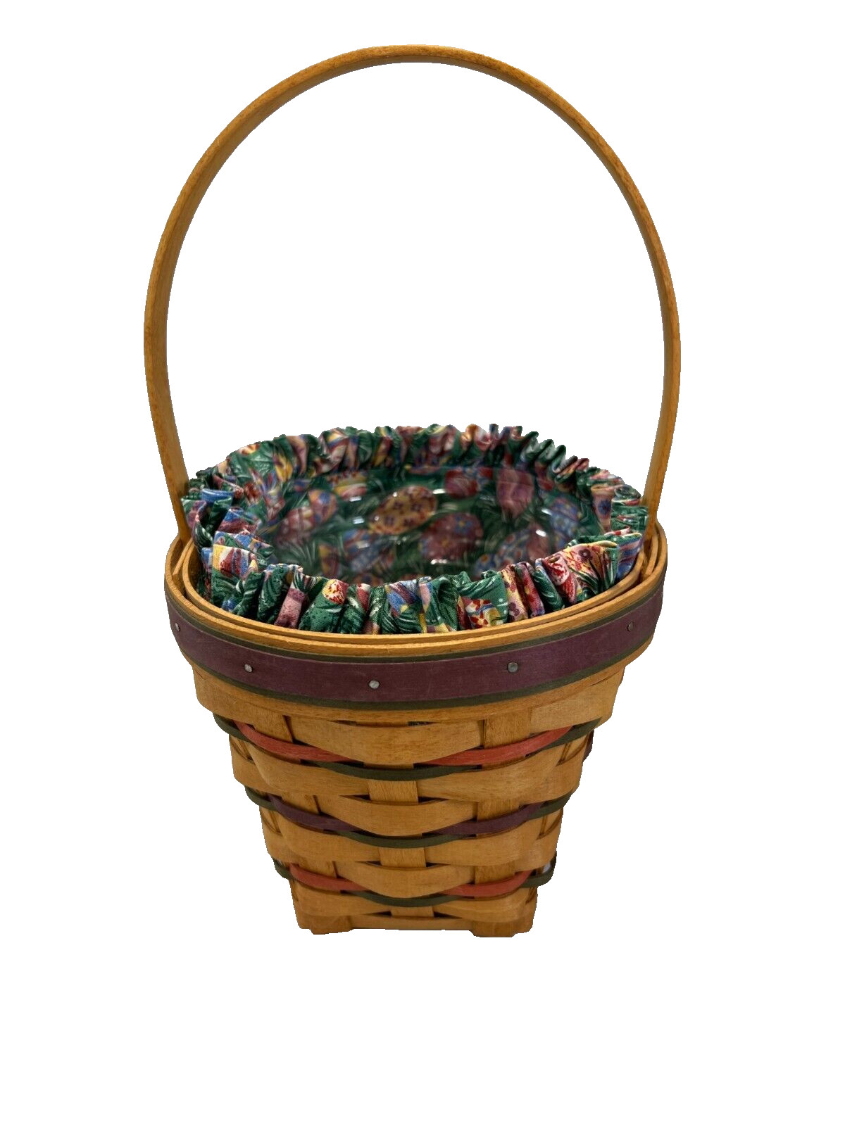 1996 Longaberger Easter Basket w/Egg Liner & Protector 7.5"L x 5"W x 6"H