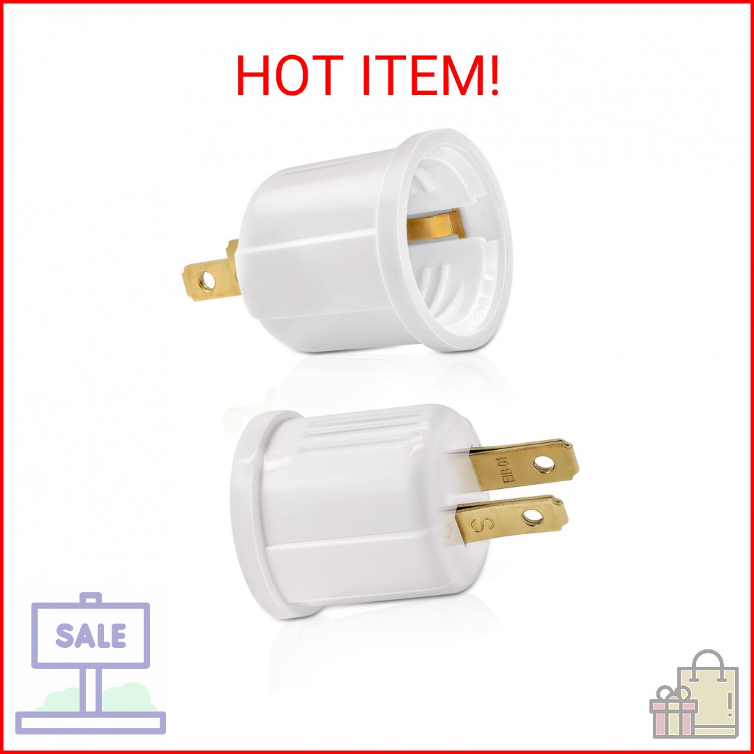Outlet to Socket Adapter, Plug-in Light Socket, Convert Outlet to Light Bulb Soc