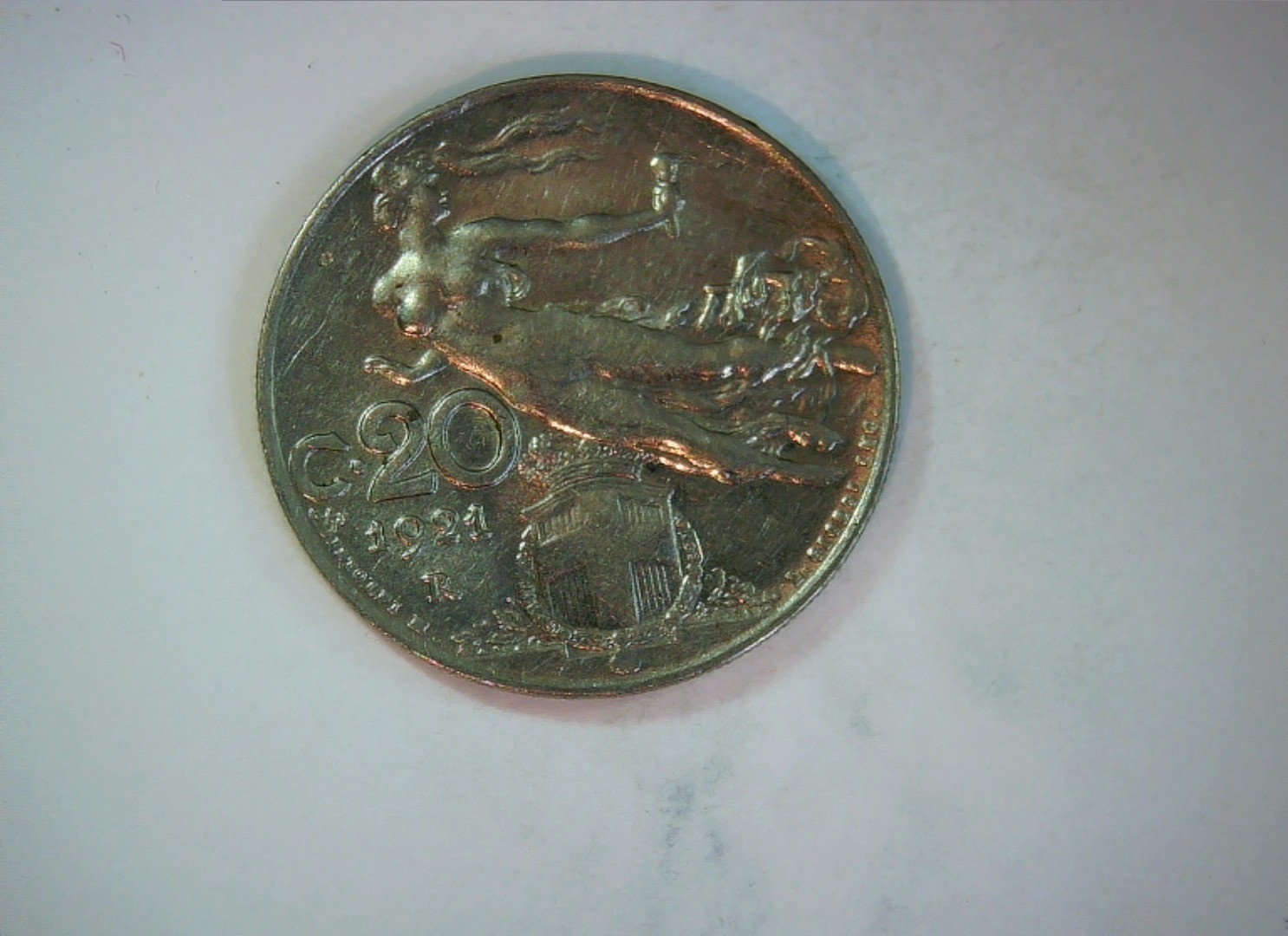 Italy 1921 20 Centesimi Liberty (female head / flying figure) 20 Centesimi Coin
