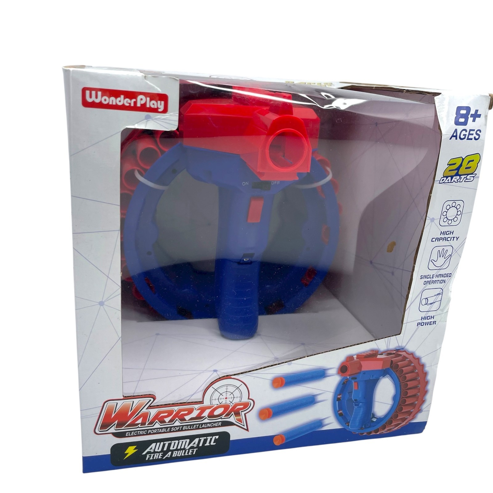 Warrior Electric Rapid Fire Dart Blaster Soft Tip Automatic Foam Bullet Launcher