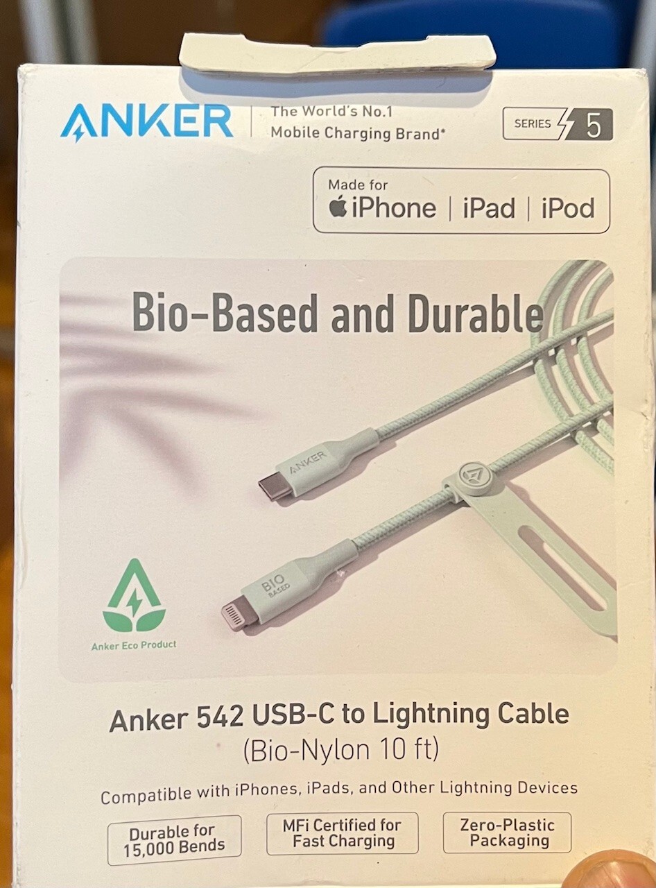 2-PACK - Anker 542 USB-C to Lightn-ing Cable Bio-Nylon 10ft iPhone iPad - Green