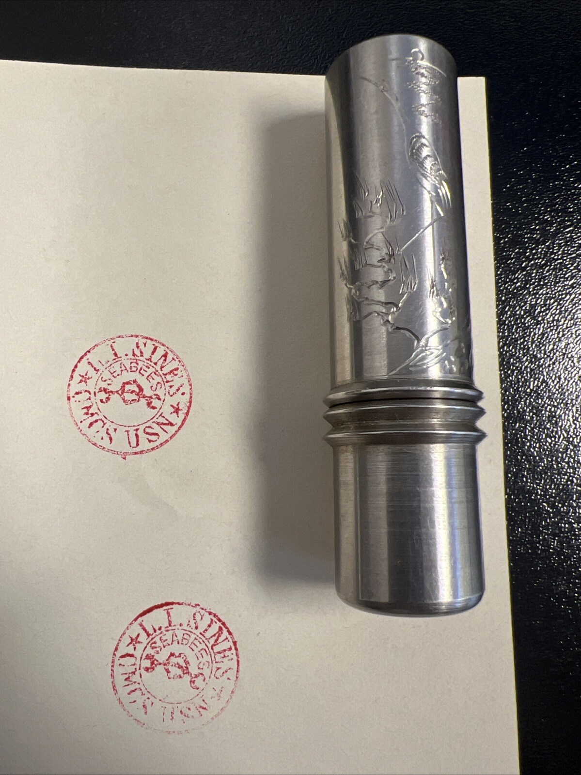Rare Fighting 40 Vietnam War Seabees 1967 Postal Ink Stamp Trench Art Machined