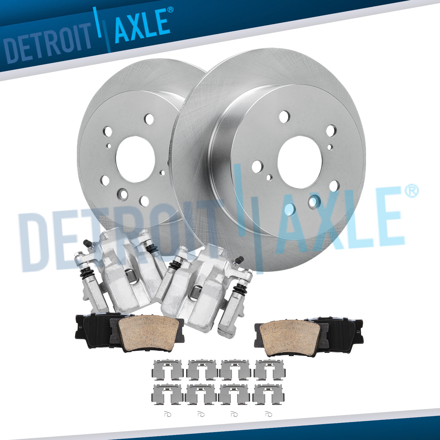 Rear Disc Rotors Calipers Brake Pads for 2013-17 Toyota Camry Avalon Lexus ES350