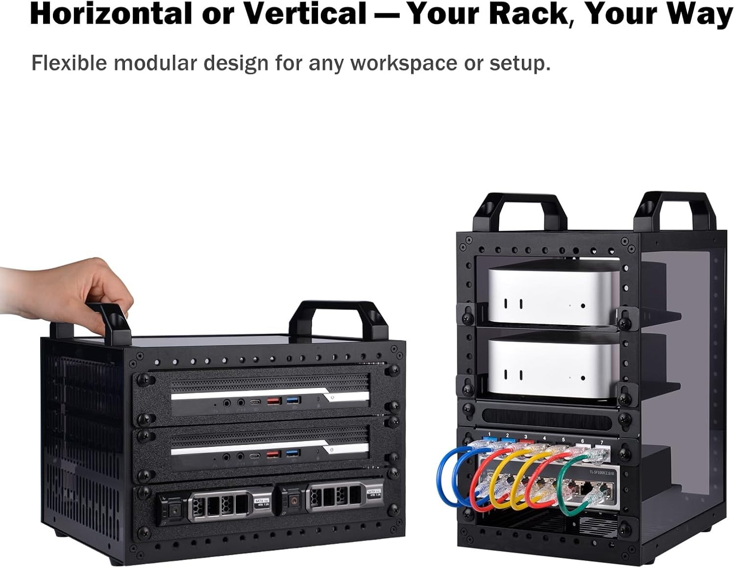 DeskPi RackMate TT Mini Server Cabinet for Mini PC, Network, Servers, Audio, ...