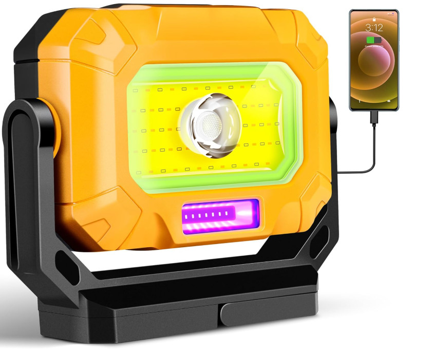 Lámpara de trabajo LED, 1500 lúmenes, magnética, con soporte giratorio de 360° y