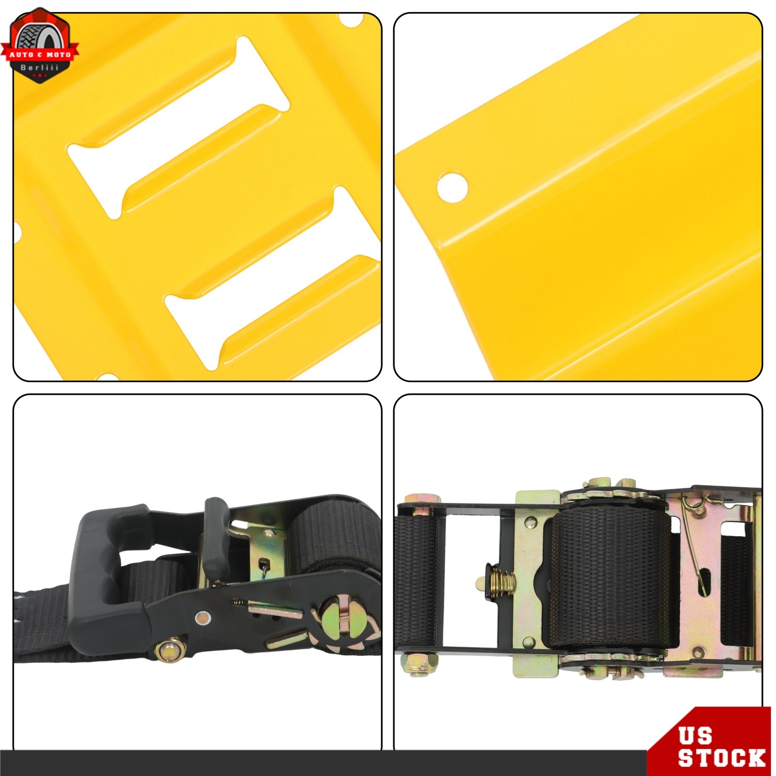 High Quality Trailer 6' Black Ratchet Strap E-Track Wheel Chock Tie Down Durable