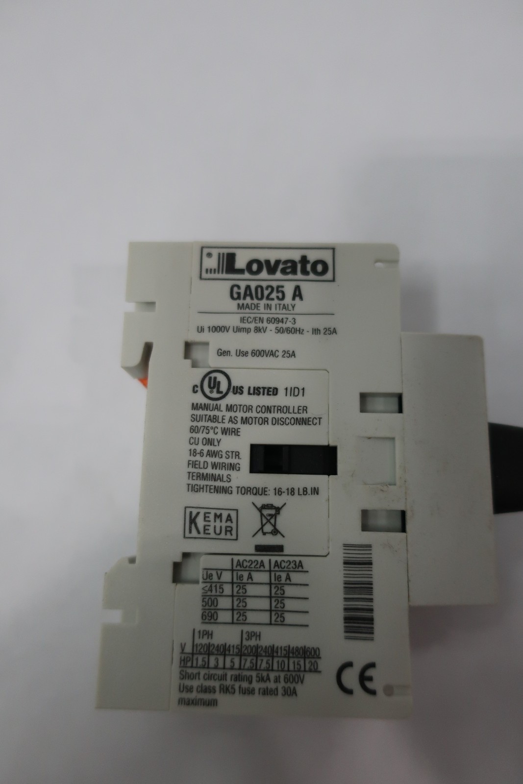 Lovato GA025A Disconnect Switch 25a 3p