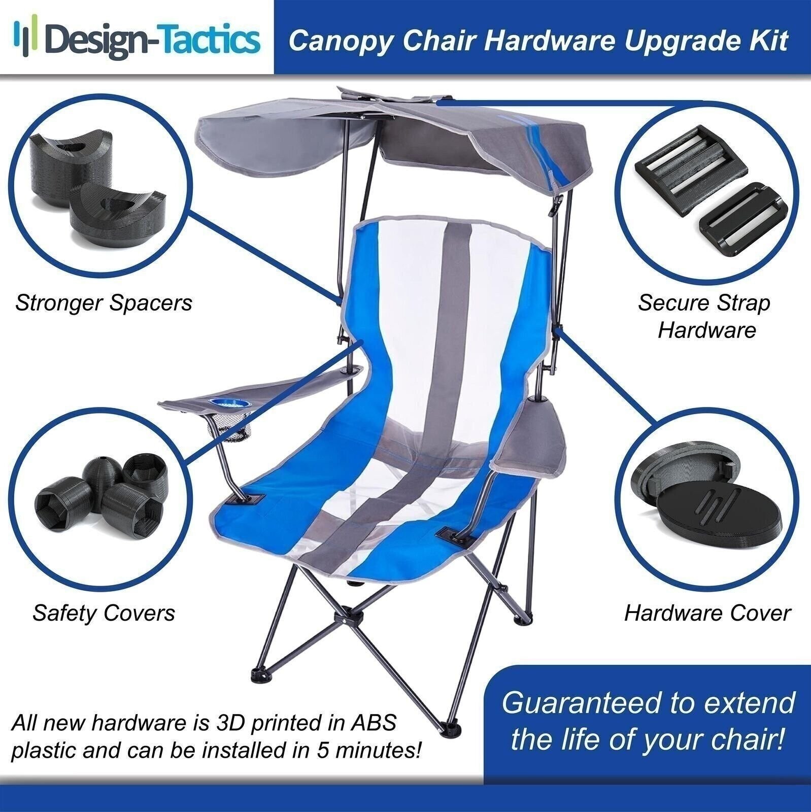 Upgraded Replacement Parts & Plastic Spacers for Kelsyus Foldable Canopy Chair