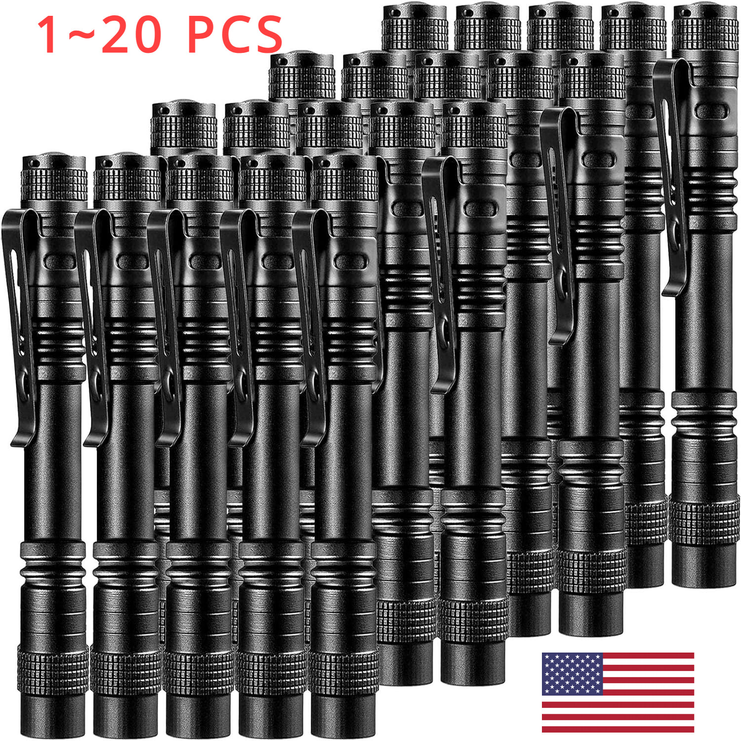 1/200x LED Pen Light Flashlight Penlight Clip Mini Pocket Dentist Torch Lamp AAA