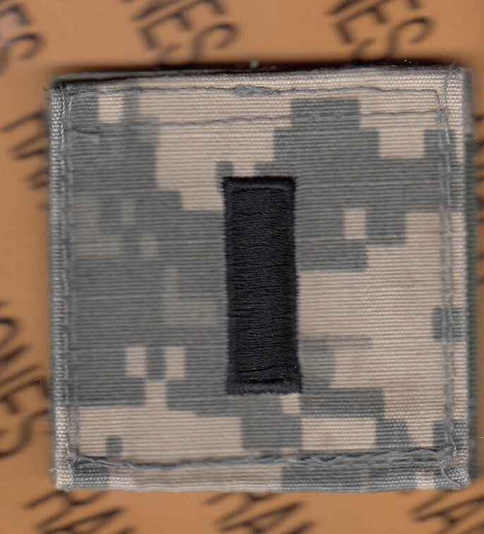 US Army Officer First Lieutenant 1LT 0-2 ACU w/ HOOK ~2" Chest rank patch