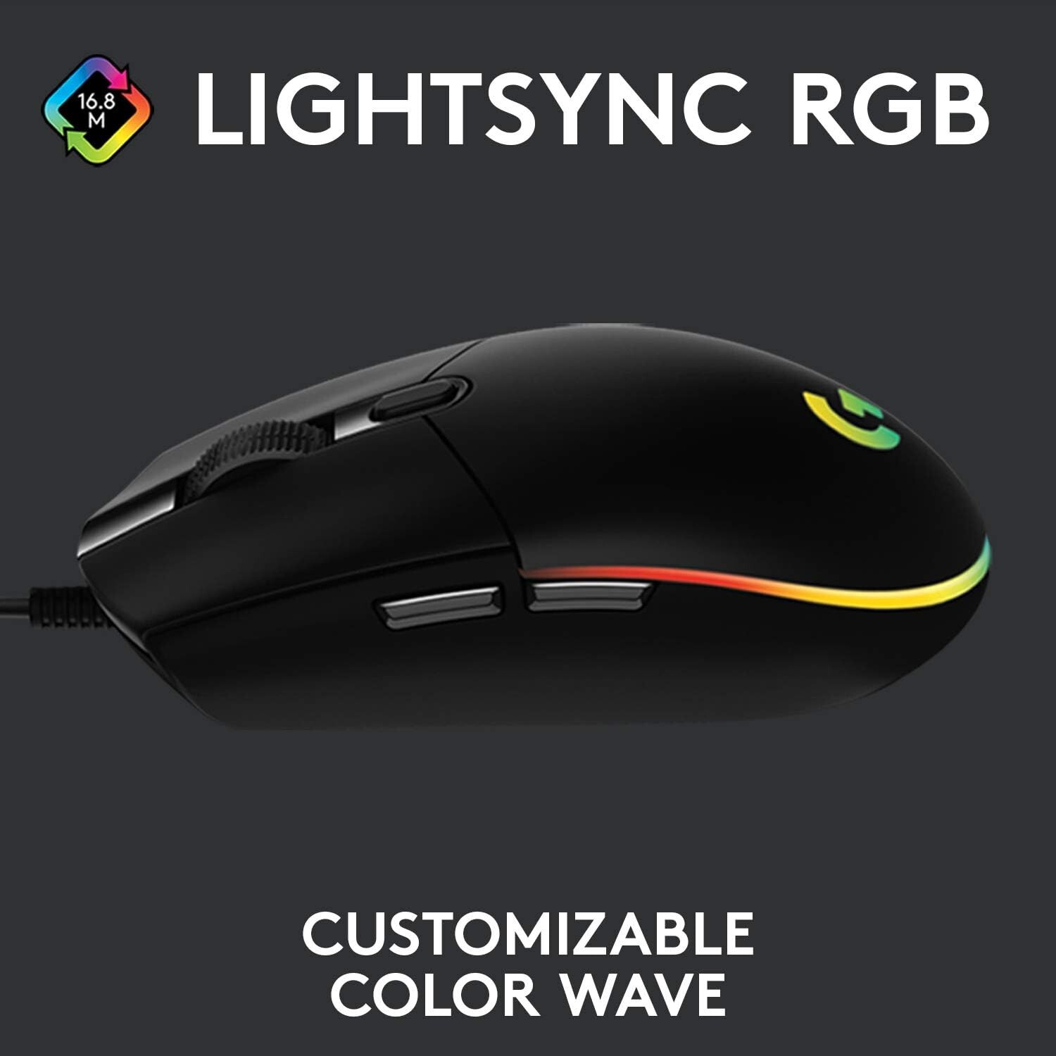 Logitech G203 LightSync Wired Gaming Mouse--Black