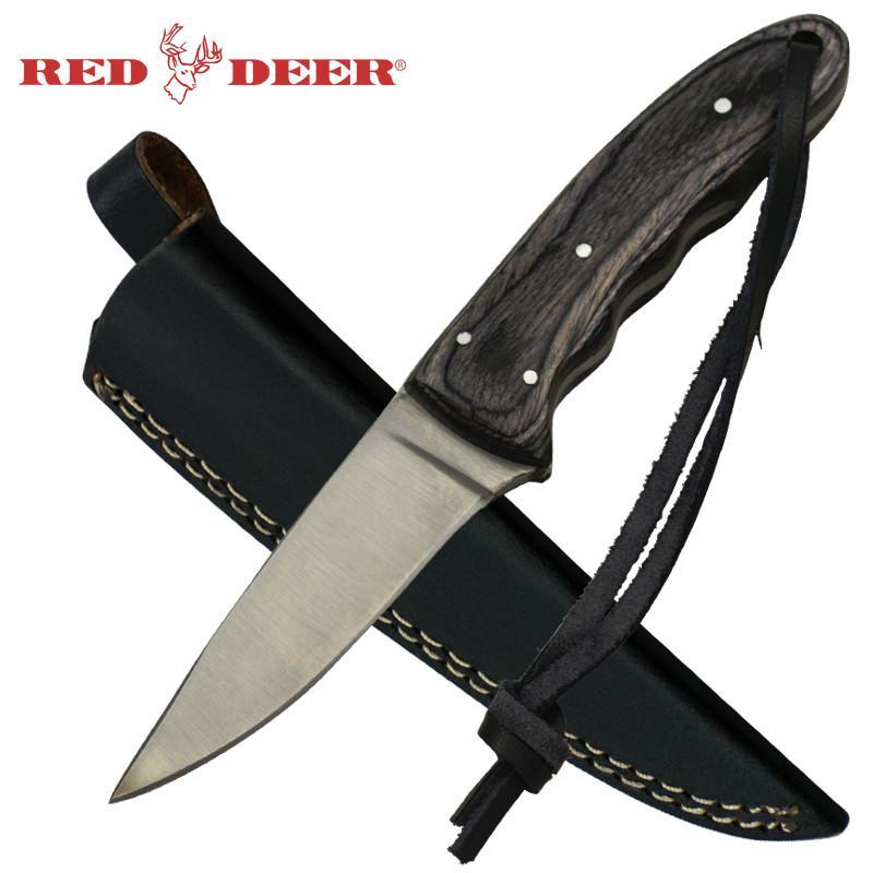 7.5 inch Red Deer Gray Wood Hunting Fixed Blade Knife RD-107