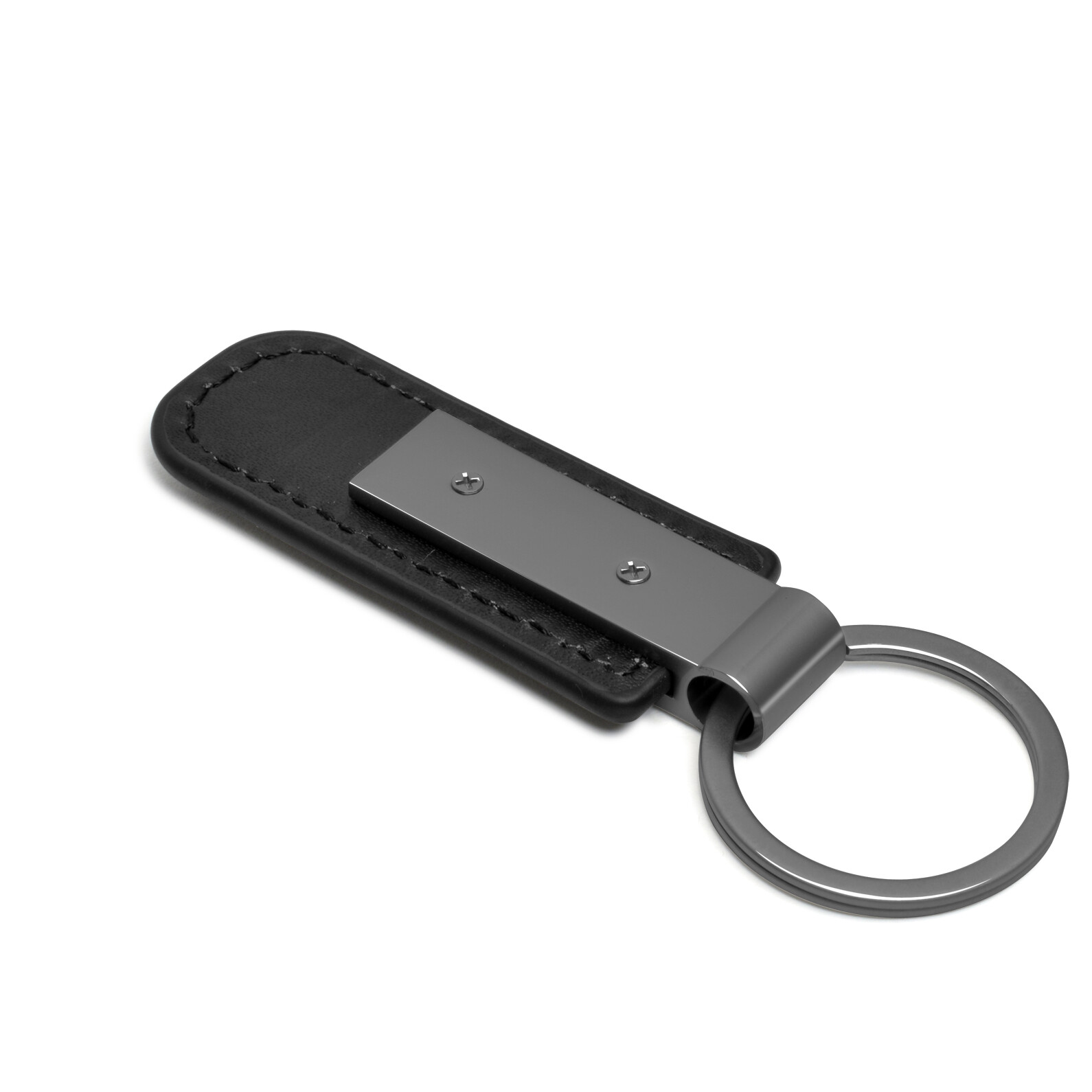 Cadillac Crest Logo Black Metal Plate Black PU Leather Key Chain