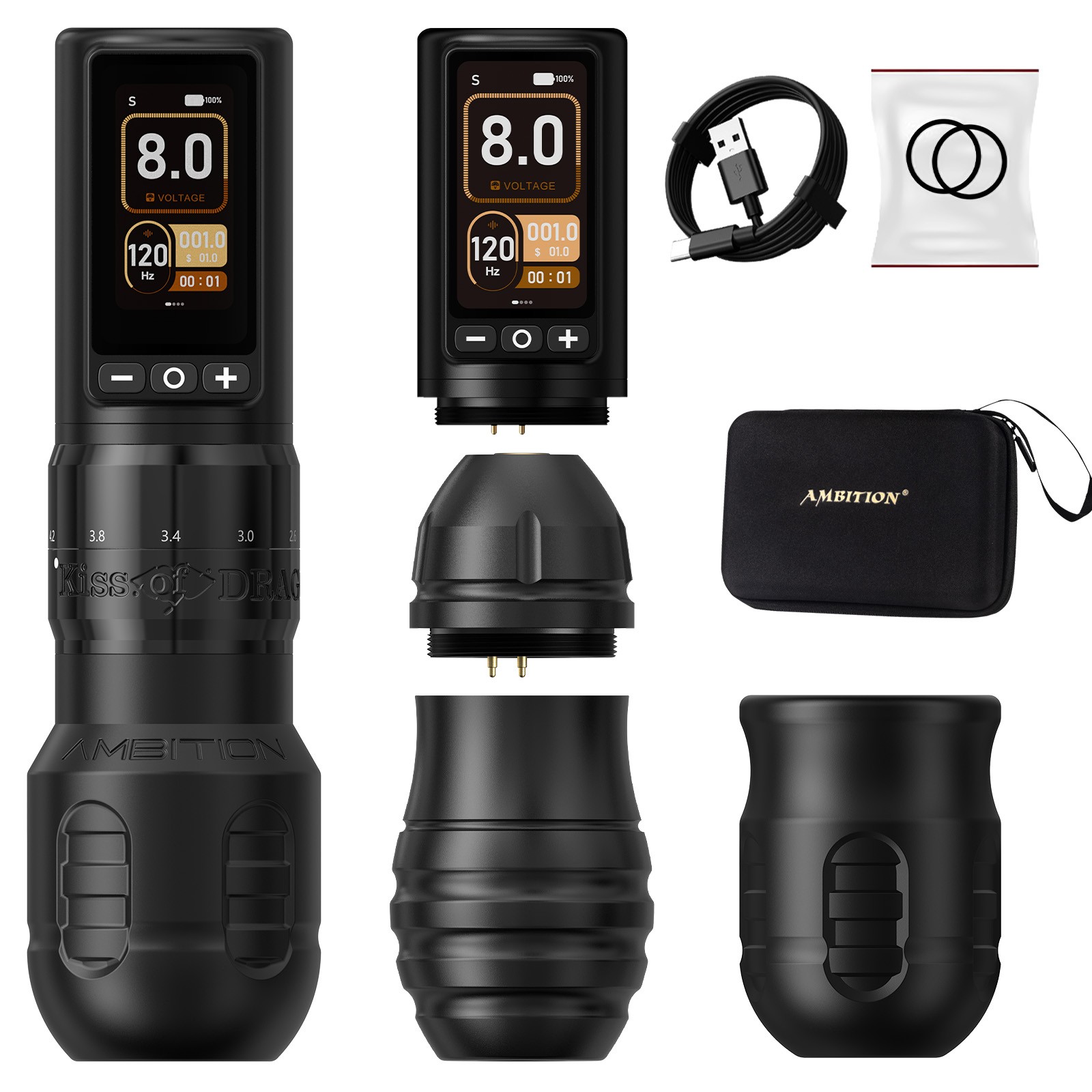 Wireless Rotary Tattoo Machine Pen 2400mAh Touch Battery 2-4.2 Adjustable Stroke