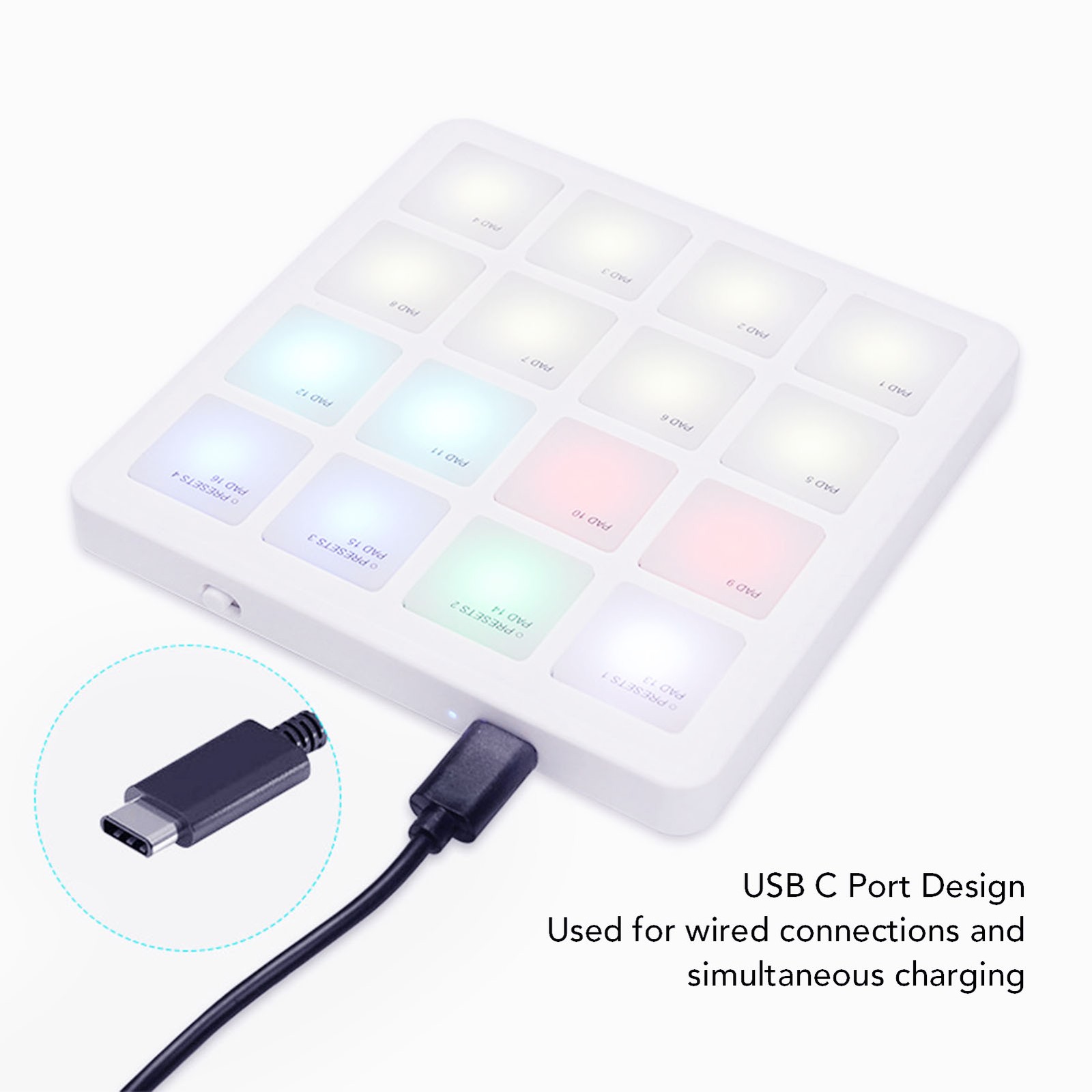 Wireless MIDI Controller Pad RGB Backlight Portable USB C MIDI Controller S NPSZ