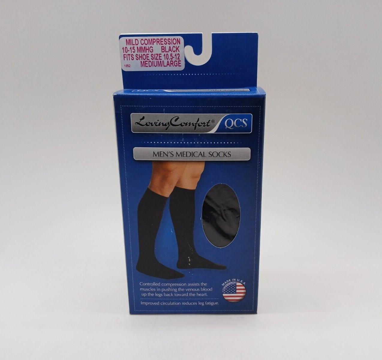 QCS Men’s Medical Grade Support Socks – Black, M/L – Comfort Compression