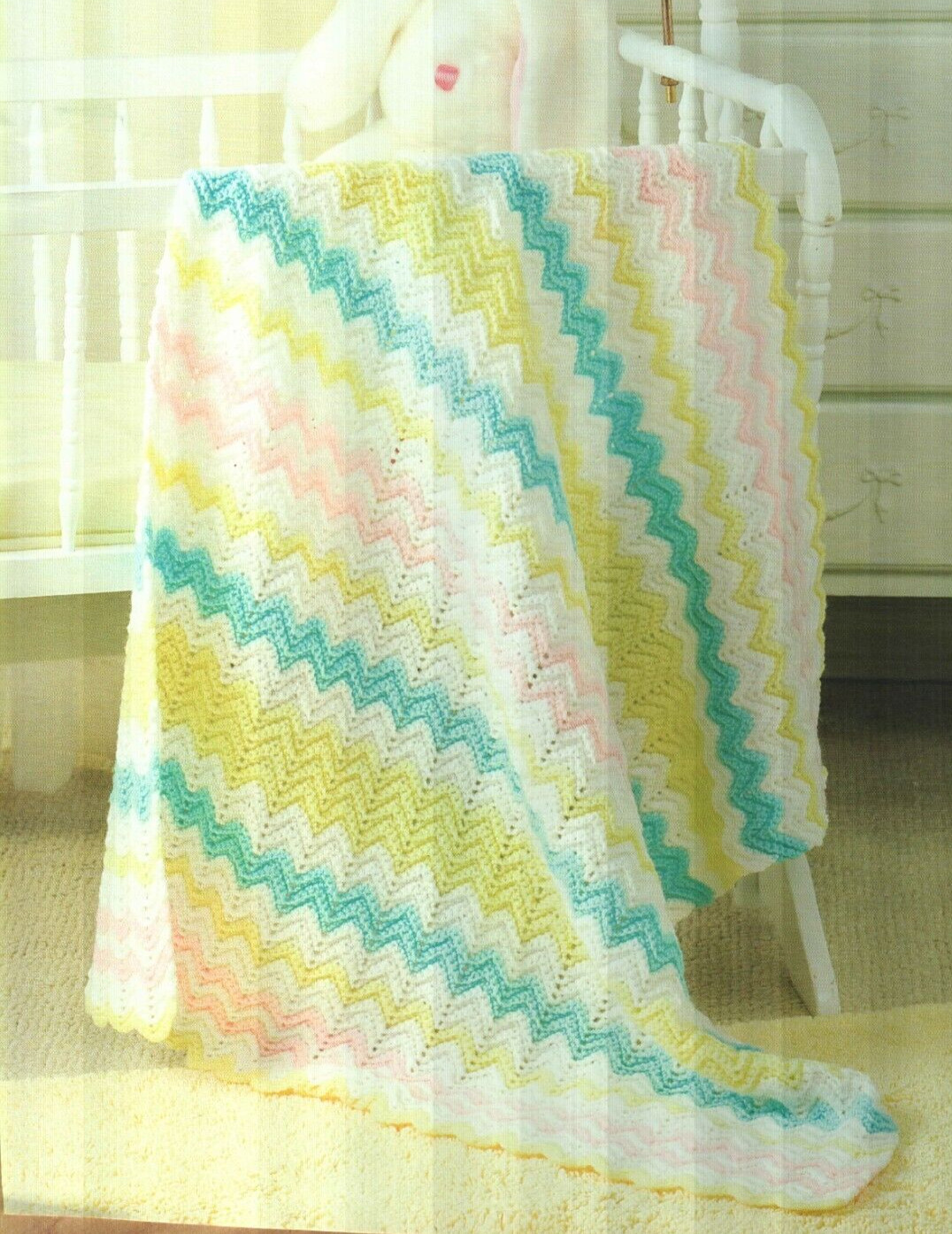 SLEEPY-TIME BABY BLANKET AFGHAN NURSERY DECOR CROCHET PATTERN INSTRUCTIONS