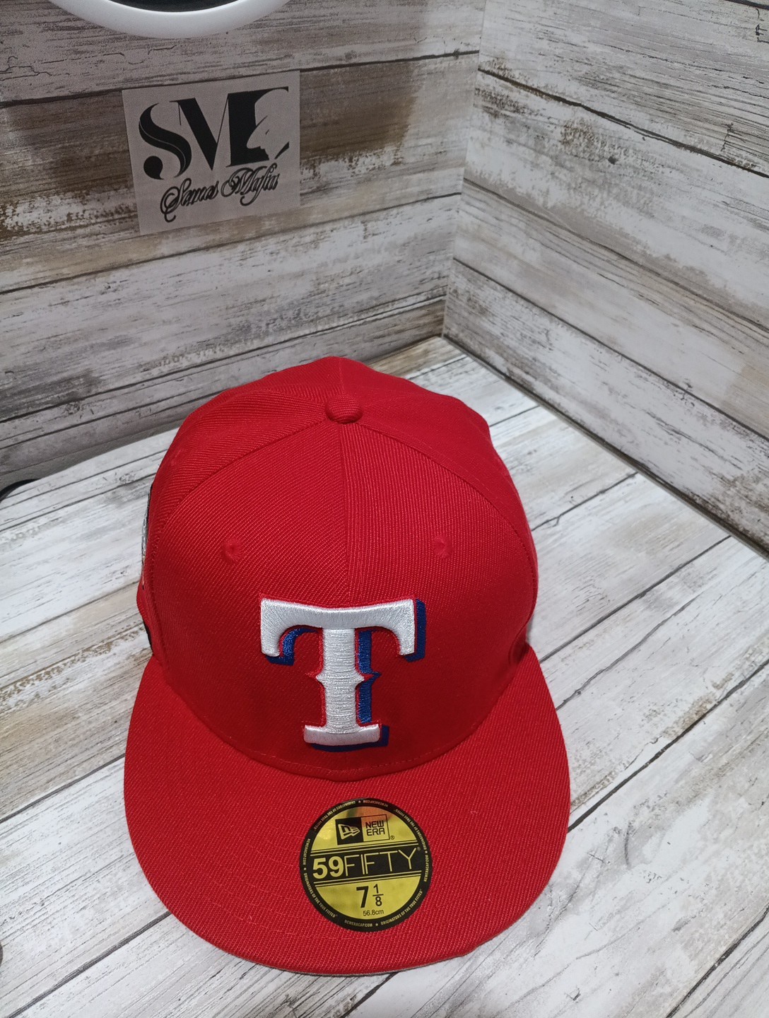 New Era Texas Rangers Hat Cap Fitted 7 1/8 Red 59fifty Men MLB Baseball USA Made
