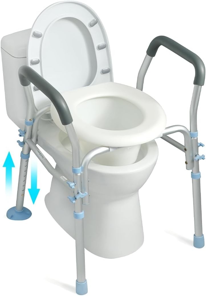 OasisSpace 300 lb Stand Alone Raised Commode Chair for Seniors & Recovery