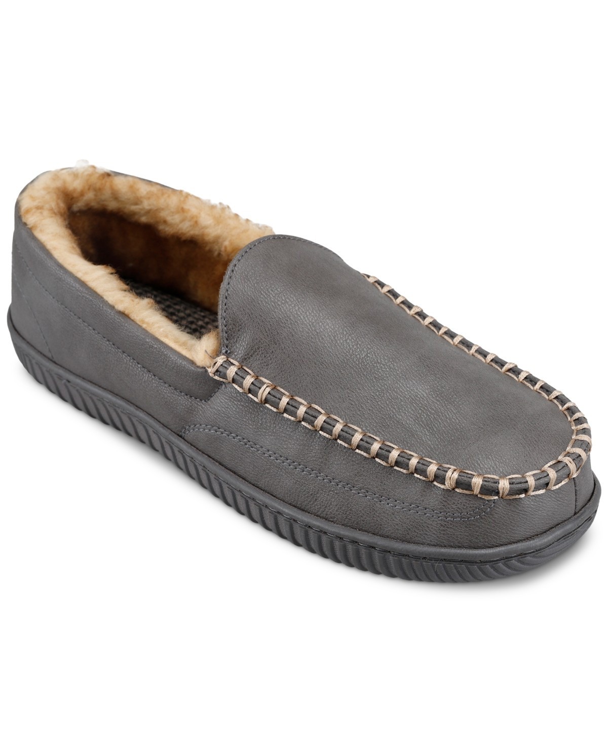 Haggar Mens Smooth Venetian Indoor Outdoor Slipper in Gray Size XXL