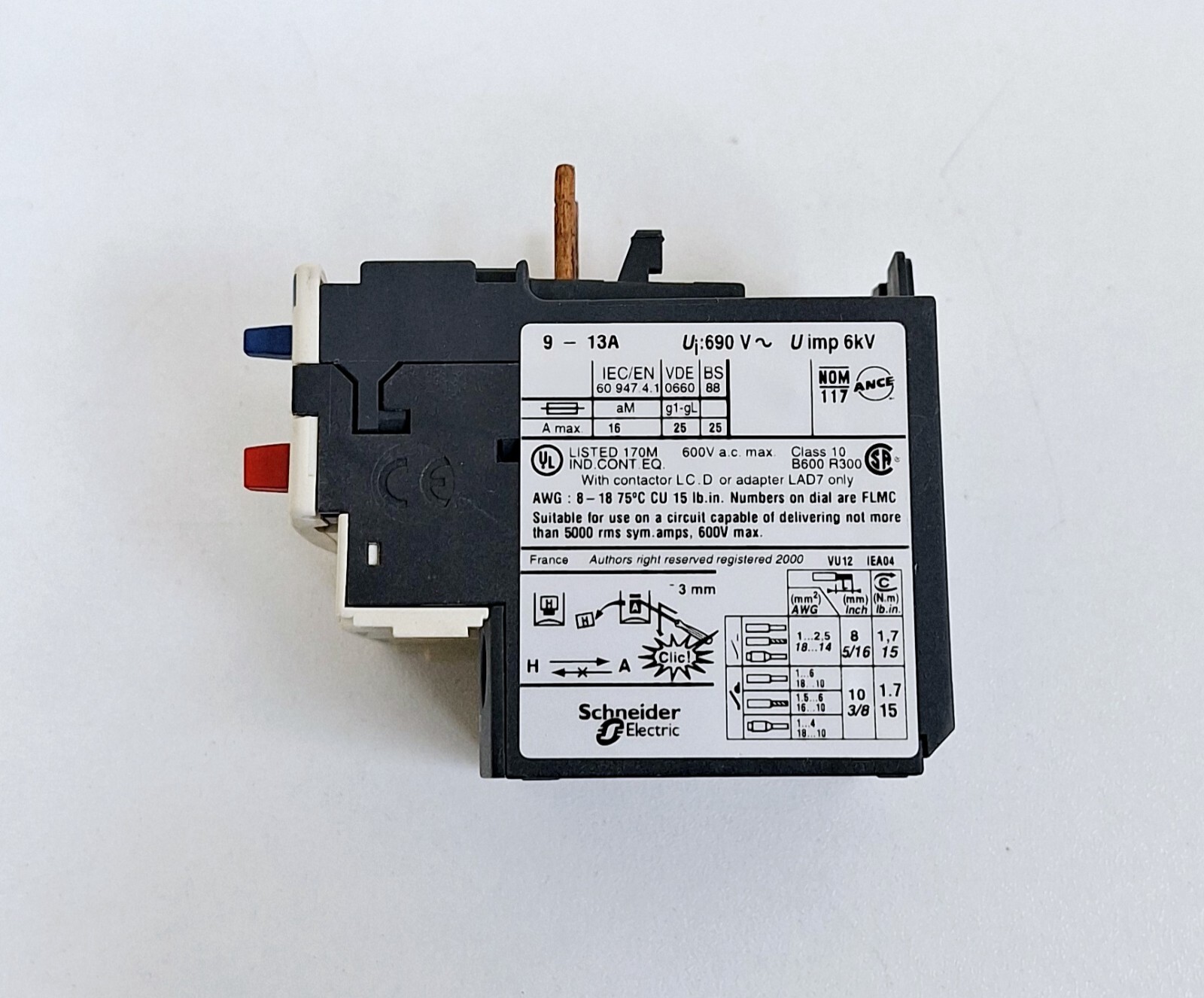 Telemecanique Square D LRD16 / 034682 Thermal Overload Relay 9-13A(Lot of 2 pcs)