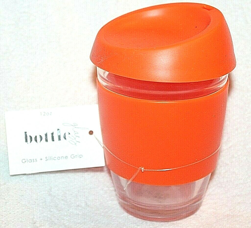 12oz Orange Glass Bottle w/ Silicone Grip