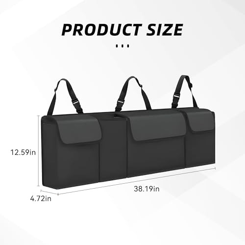 Car Trunk Organizer, Backseat Hanging Large Storage with Adjustable Black