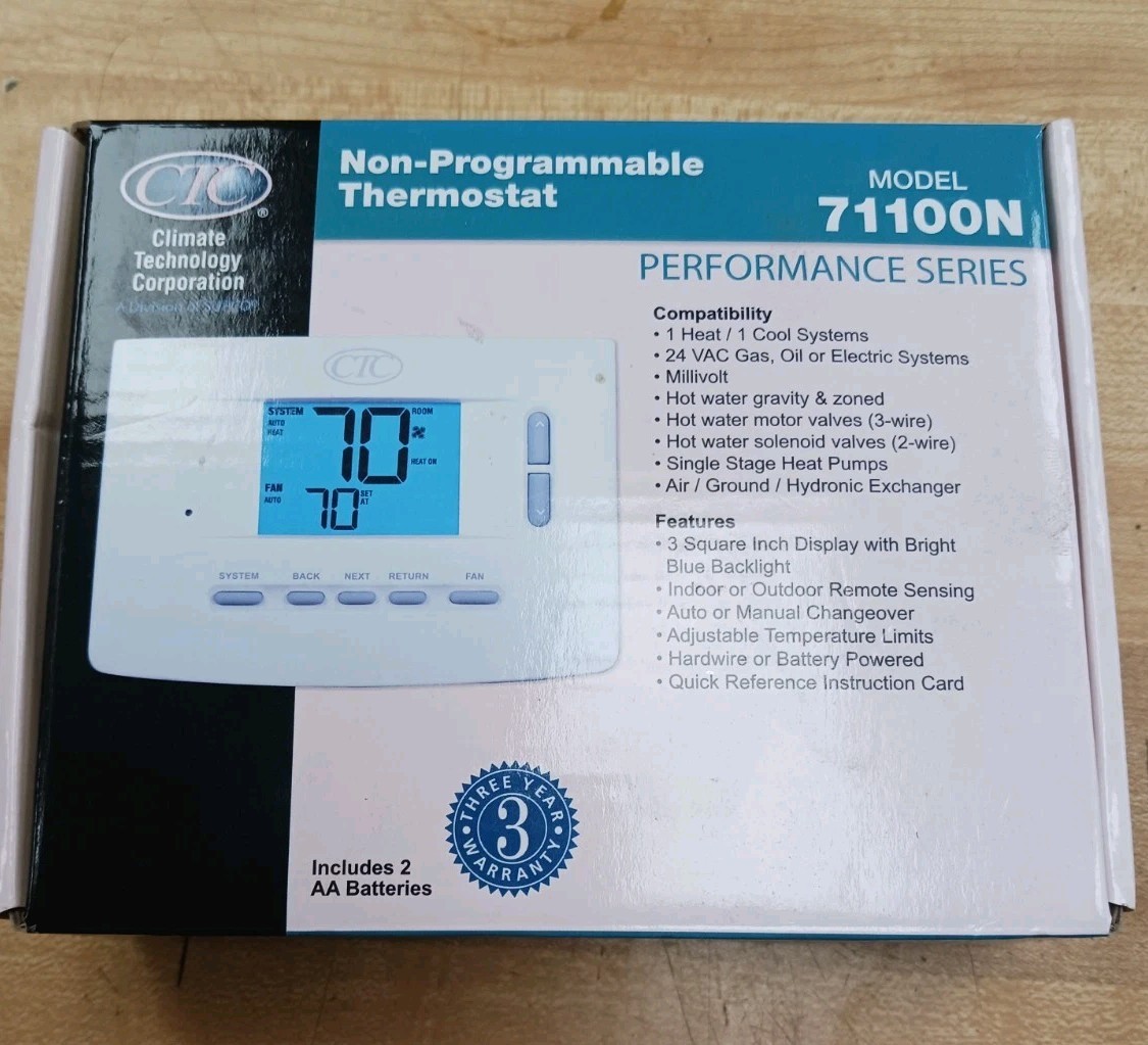 CTC 71100N DIGITAL THERMOSTAT NON PROG 1H/1C 24VAC