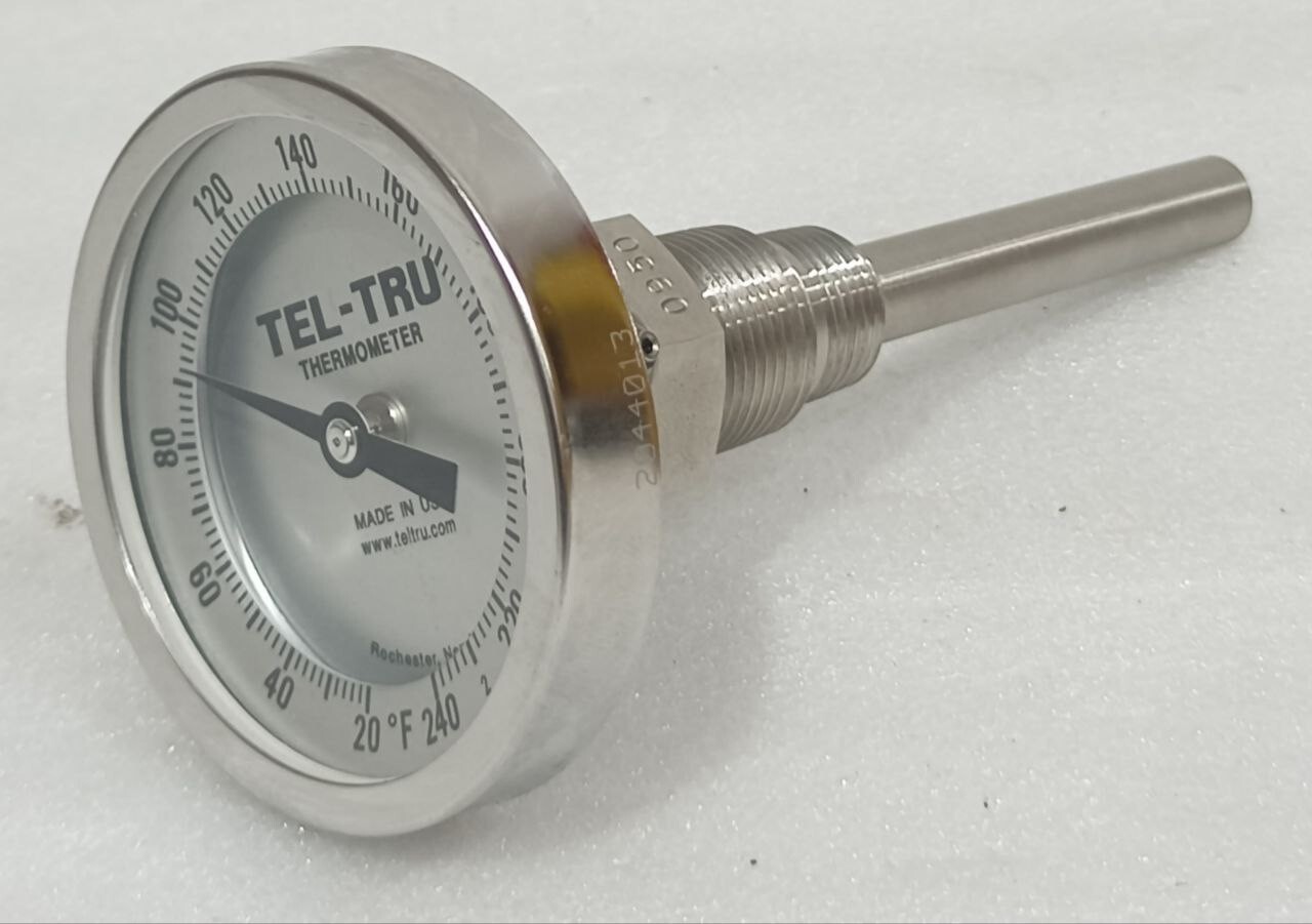 TEL-TRU 3470K62 HEAVY DUTY DIAL THERMOMETER WITH THERMOWELL 20F TO 240F NEW