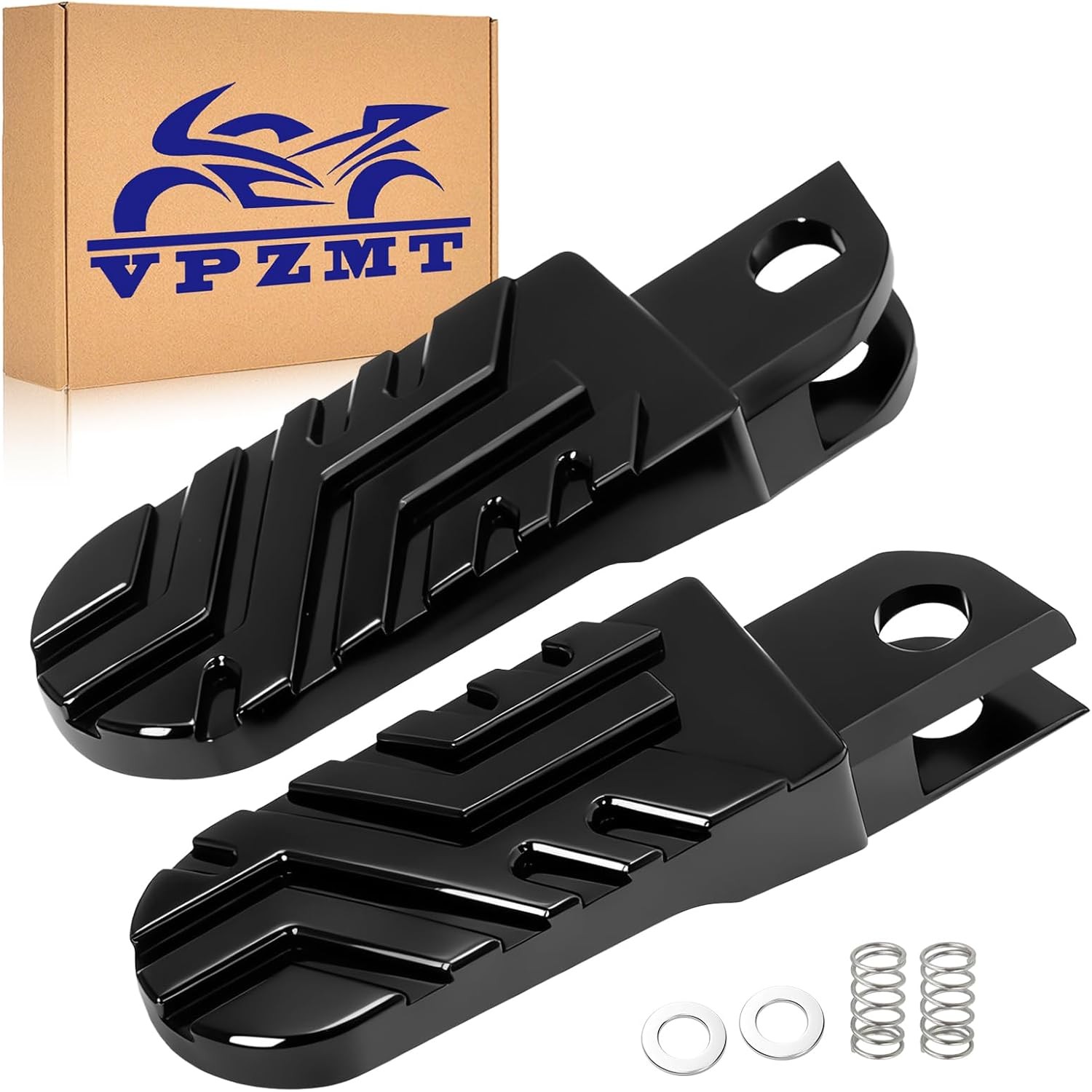 Black Non-Slip CNC Adjustable Driver Foot Pegs - Non-Slip Motorcycle