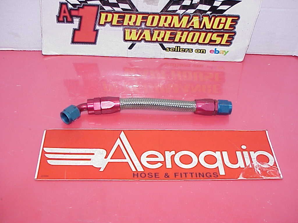 Aeroquip 8" Stainless Hose with -06 AN 45° & Straight Reusable Fittings JU384