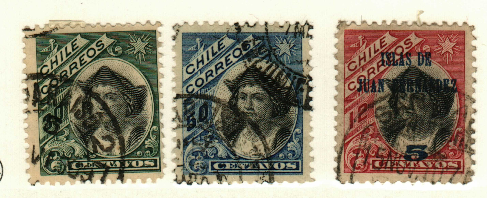 Chile #76-7, 79 used